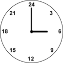 [diagram A - an analogue clock face with numbers from 1 to 24 in one revolution]